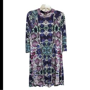 Free People Dress Size Small Fiesta Purple Floral Swing Long Sleeves Boho